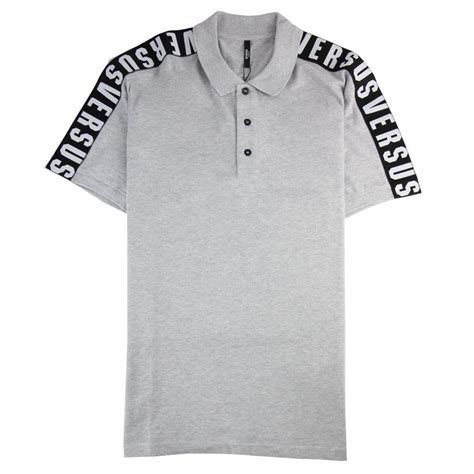 Versace Versus Shoulder Tape Logo Polo Shirt Light Grey